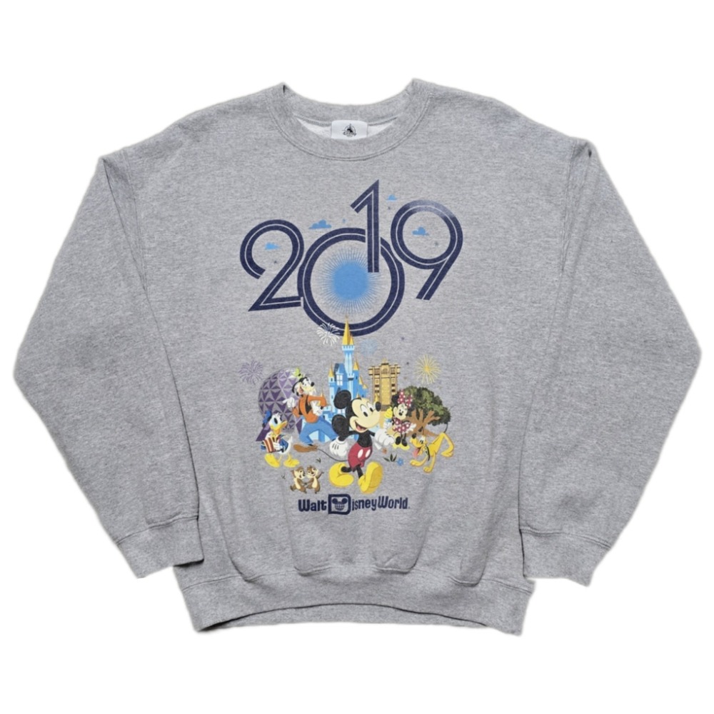 Disney Parks Walt Disney World Mickey Mouse Gray Pullover Sweatshirt Mens Medium